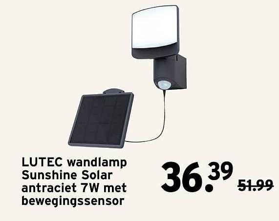 LUTEC wandlamp Sunshine Solar antraciet 7W met bewegingssensor