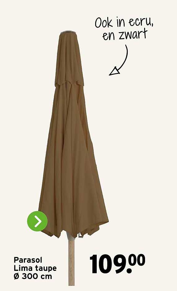 Parasol Lima taupe Ø 300 cm