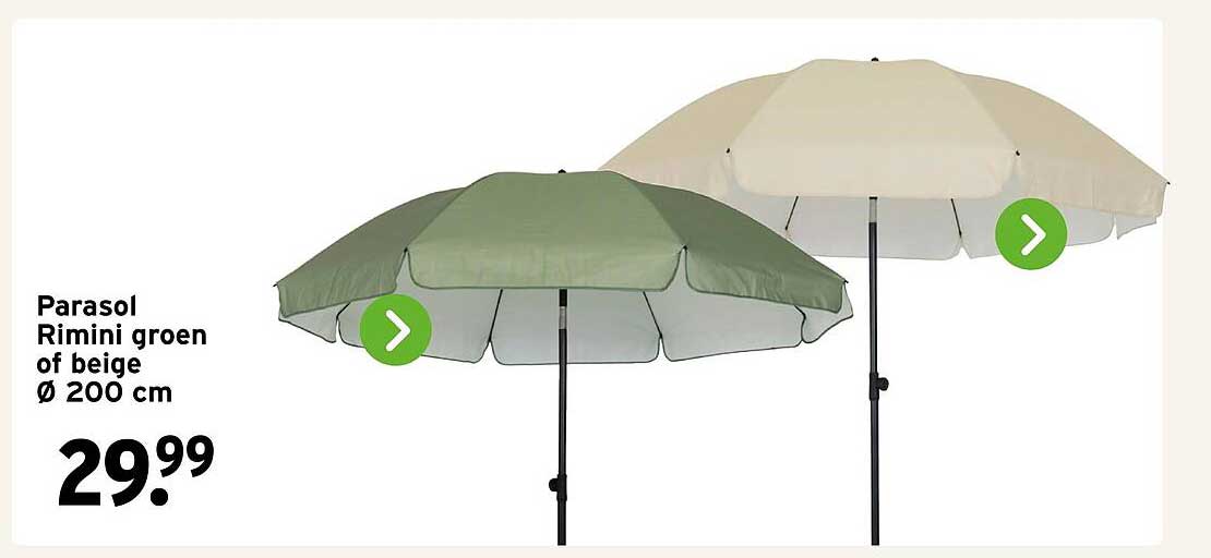 Parasol Rimini groen of beige Ø 200 cm