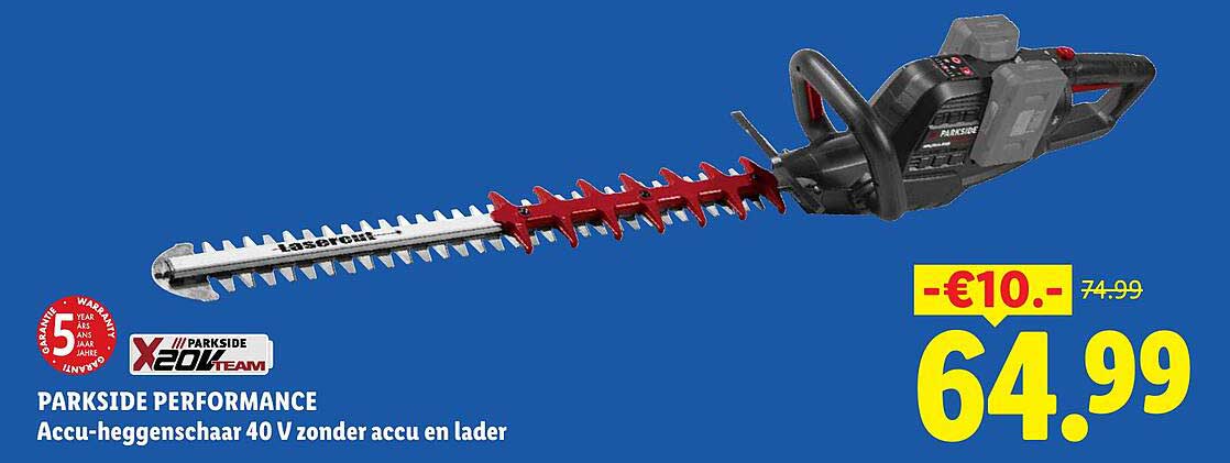 PARKSIDE PERFORMANCE Accu-heggenschaar 40 V zonder accu en lader
