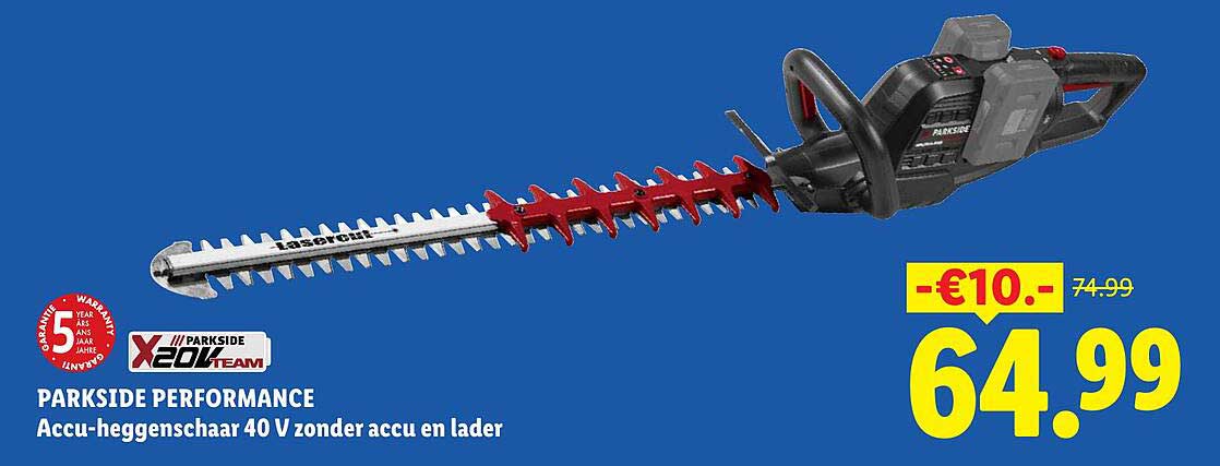PARKSIDE PERFORMANCE Accu-heggenschaar 40 V zonder accu en lader