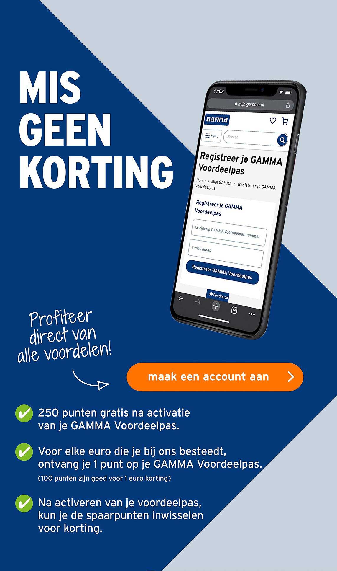 Registreer je GAMMA Voordeelpas