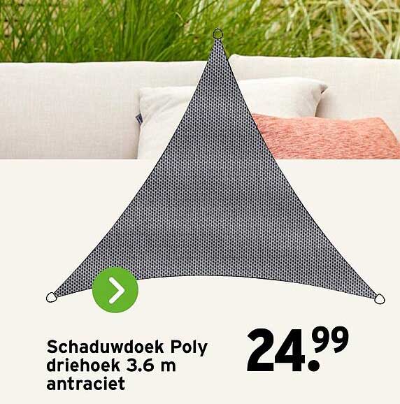 Schaduwdoek Poly driehoek 3.6 m antraciet