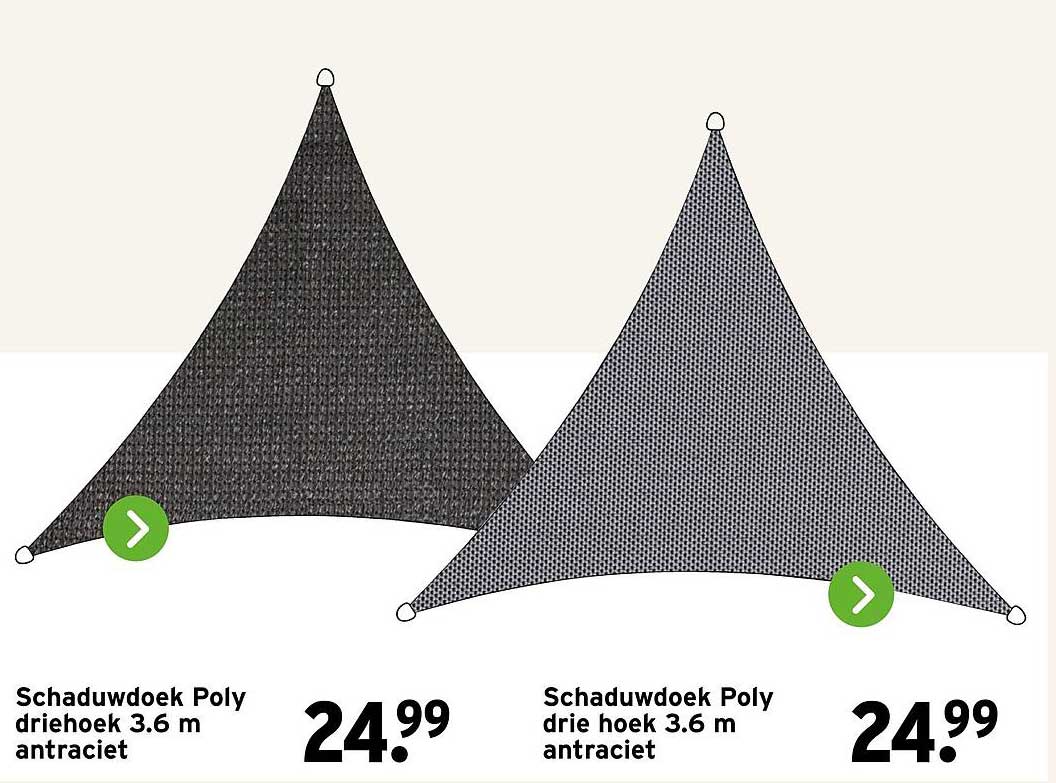 Schaduwdoek Poly driehoek 3.6 m antraciet