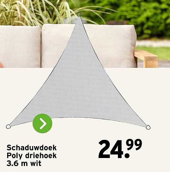 Schaduwdoek Poly driehoek 3.6 m wit