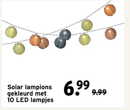 Solar lampions gekleurd met 10 LED lampjes
