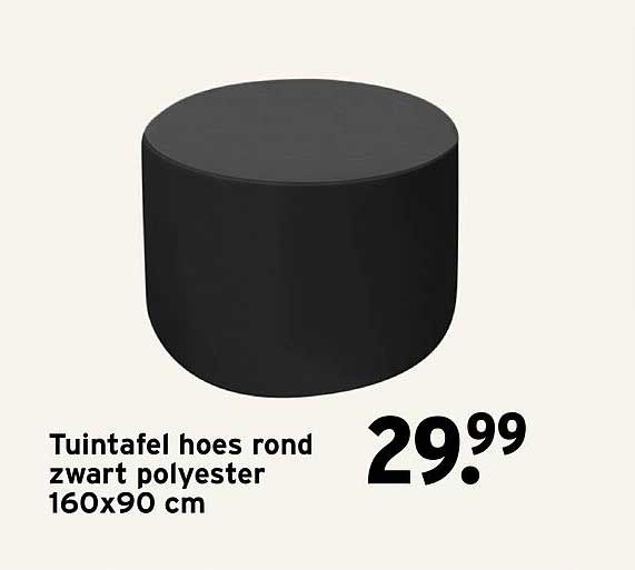 Tuintafel hoes rond zwart polyester 160x90 cm