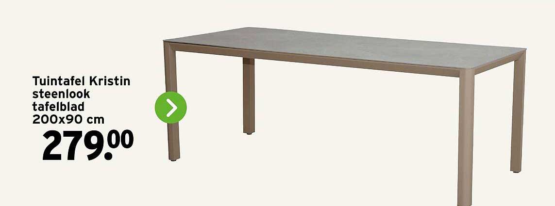 Tuintafel Kristin steenlook tafelblad 200x90 cm