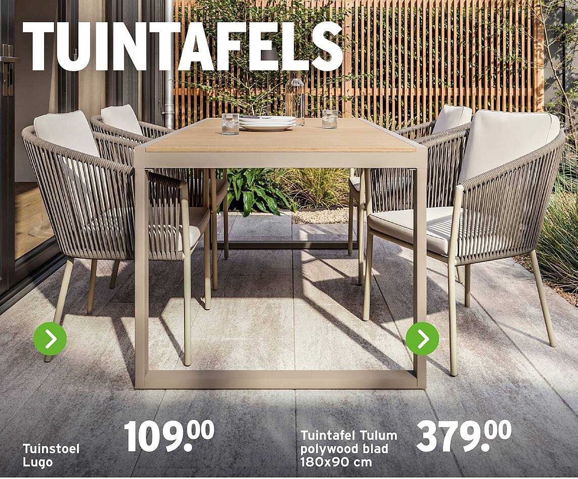 Tuintafel Tulum polywood blad 180x90 cm