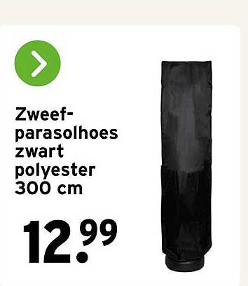 Zweef-parasolhoes zwart polyester 300 cm
