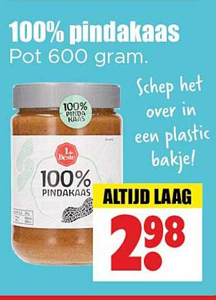 100% pindakaas Pot 600 gram.