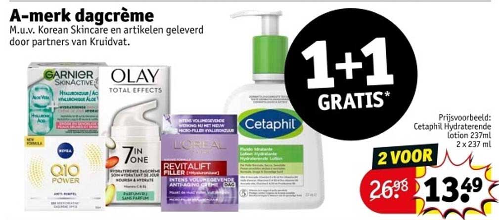 A-merk dagcrème M.u.v. Korean Skincare en artikelen geleverd door partners van Kruidvat.