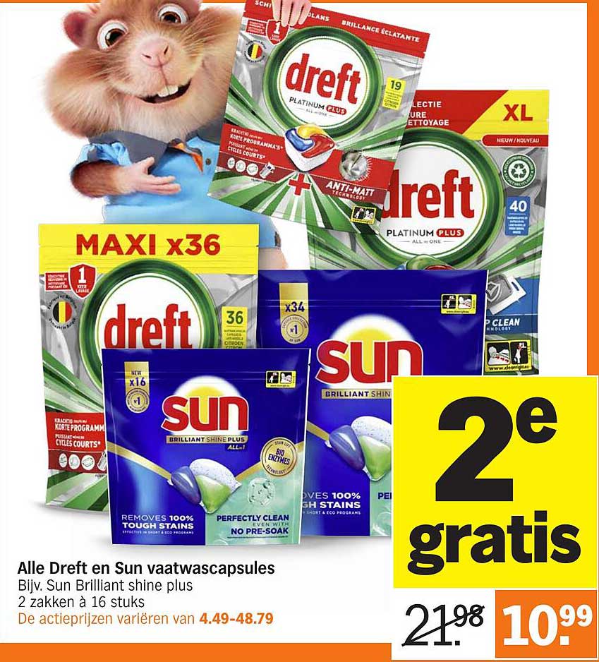Alle Dreft en Sun vaatwascapsules