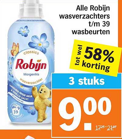 Alle Robijn wasverzachters t/m 39 wasbeurten