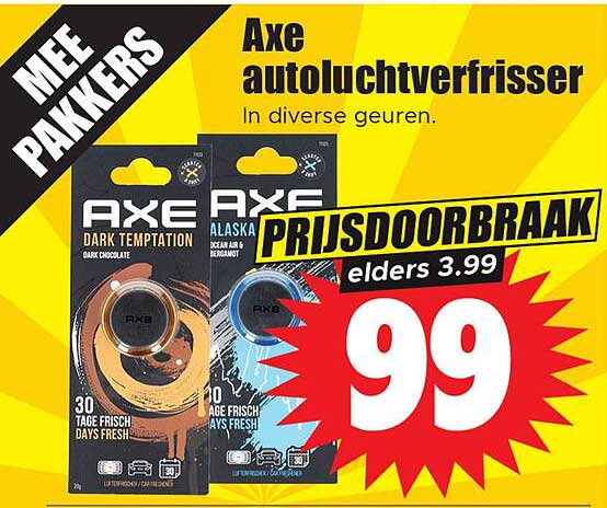 Axe autoluchtverfrisser in diverse geuren