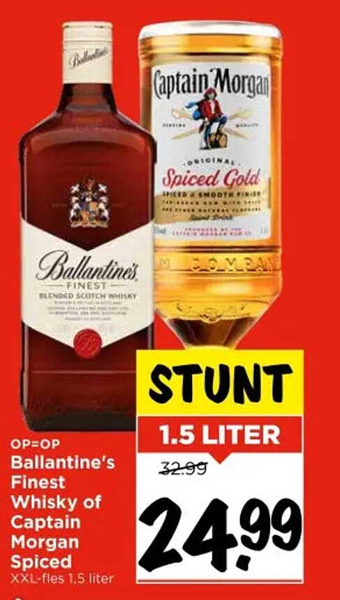 Ballantine's Finest Whisky of Captain Morgan Spiced 1.5 LITER