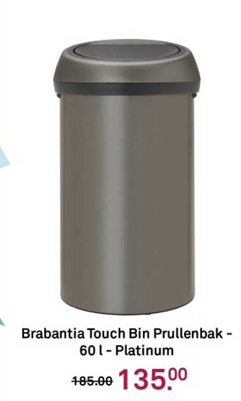Brabantia Touch Bin Prullenbak - 60 l - Platinum