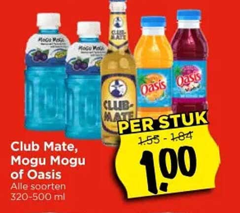 Club Mate, Mogu Mogu of Oasis Alle soorten 320-500 ml