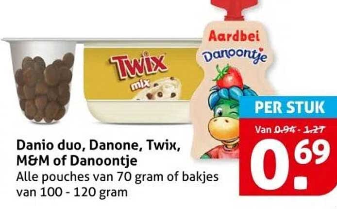 Danio duo, Danone, Twix, M&M of Danonnetje