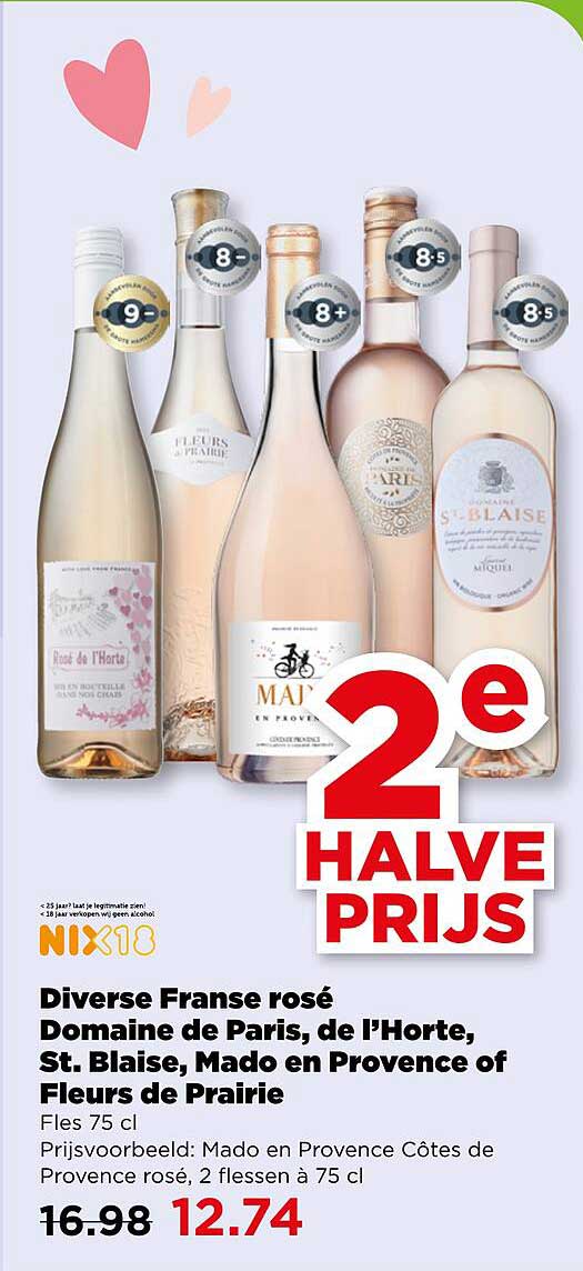 Diverse Franse rosé Domaine de Paris, de l'Horte, St. Blaise, Mado en Provence of Fleurs de Prairie