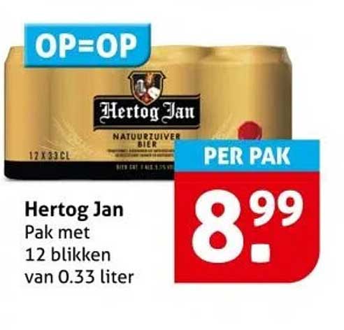 Hertog Jan Pak met 12 blikken van 0.33 liter