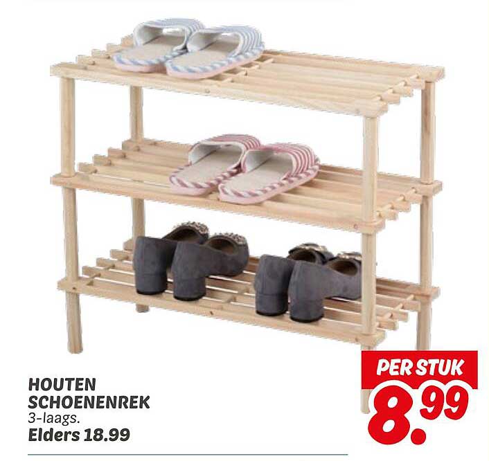 HOUTEN SCHOENENREK 3-laags.