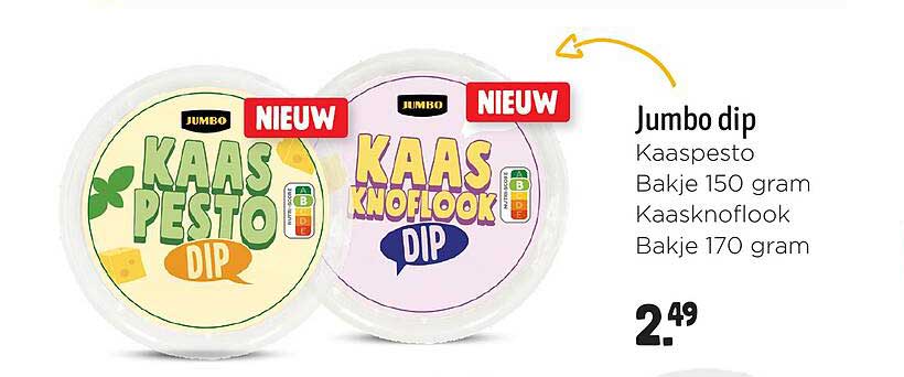 Jumbo dip Kaaspesto Bakje 150 gram Kaasknoflook Bakje 170 gram