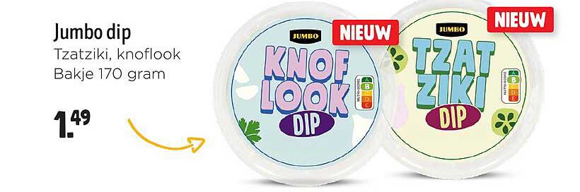 Jumbo dip Tzatziki, knoflook Bakje 170 gram