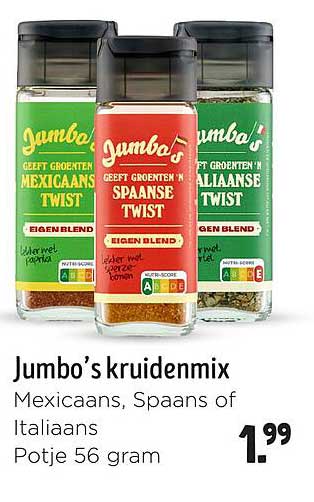 Jumbo's kruidenmix Mexicaans, Spaans of Italiaans