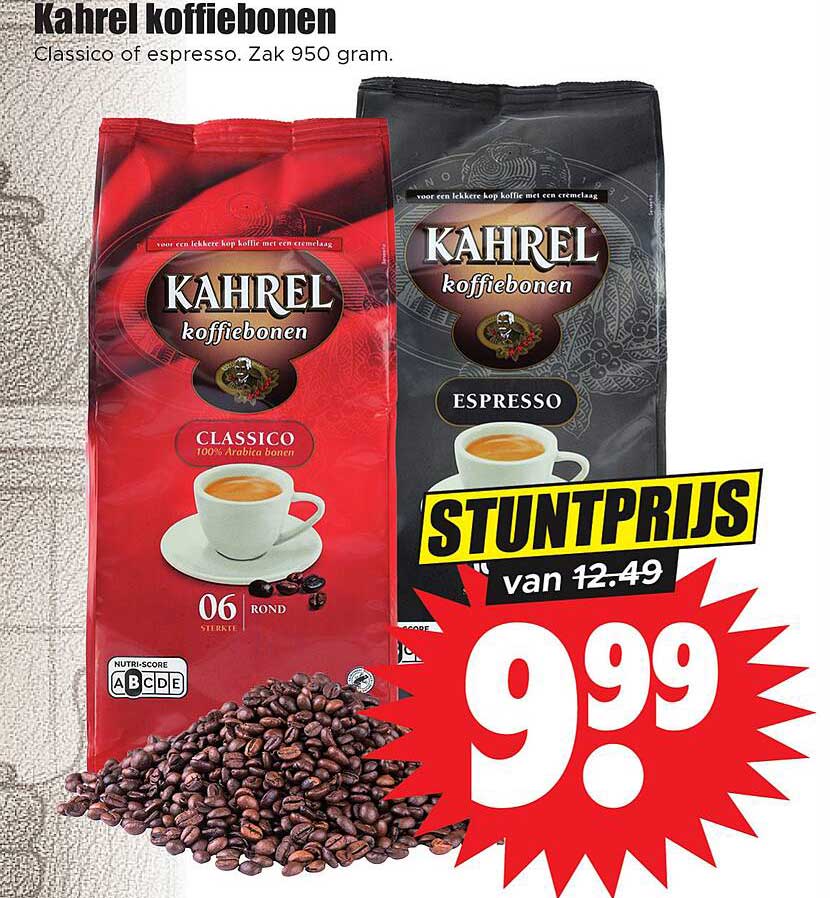 Kahrel koffiebonen Classico of espresso. Zak 950 gram.