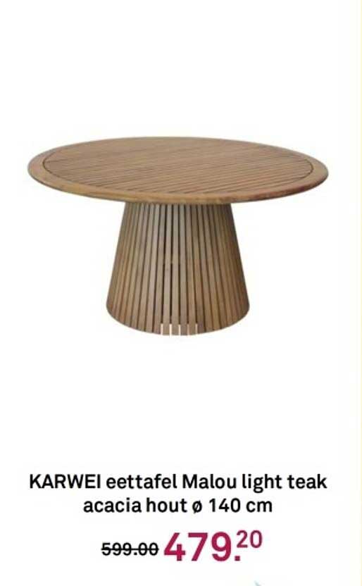 KARWEI eettafel Malou light teak acacia hout Ø 140 cm