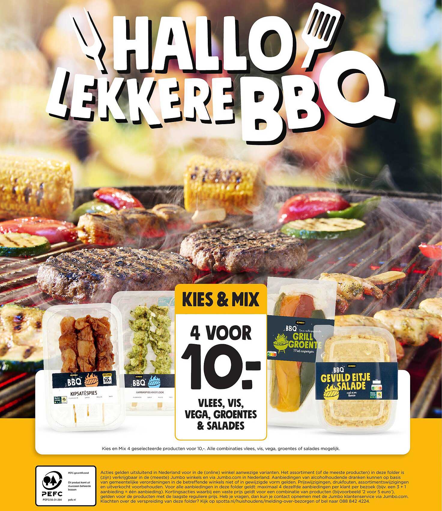 KIES & MIX 4 VOOR 10:- VLEES, VIS, VEGA, GROENTES & SALADES