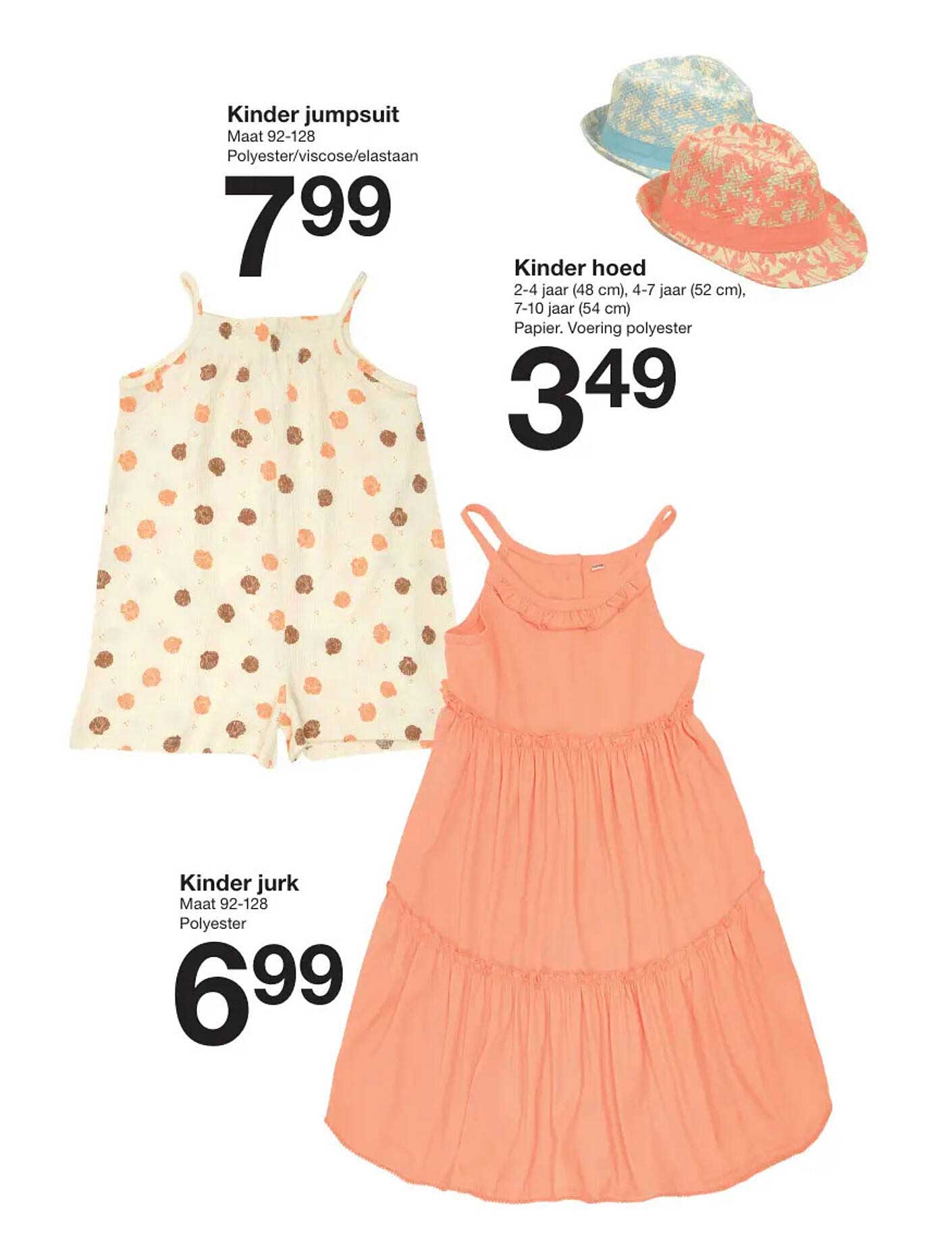 Kinder jumpsuit, Kinder hoed en Kinder jurk