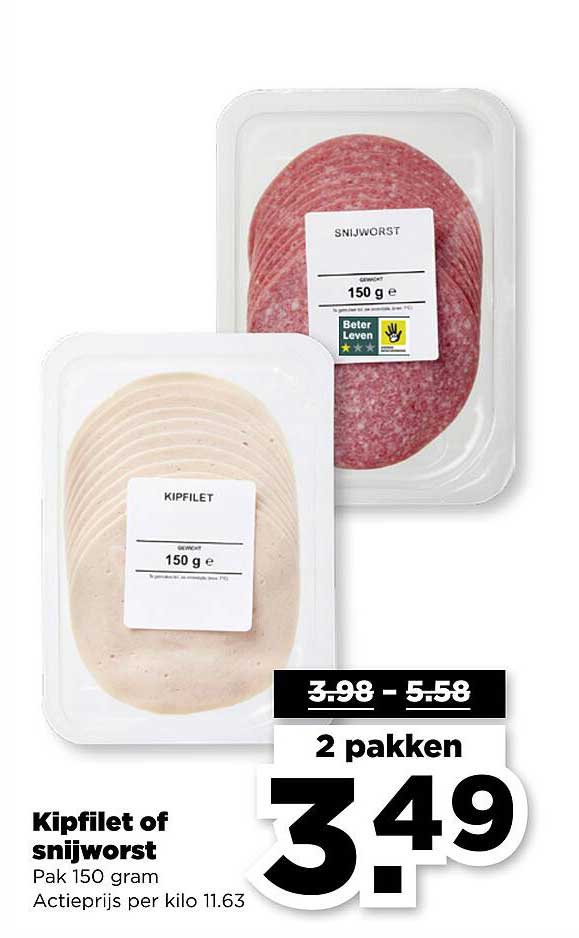 Kipfilet of snijworst Pak 150 gram