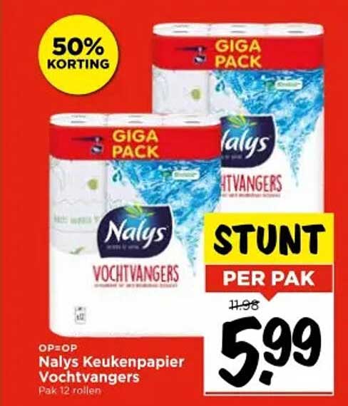 Nalys Keukenpapier Vochtvangers Pak 12 rollen