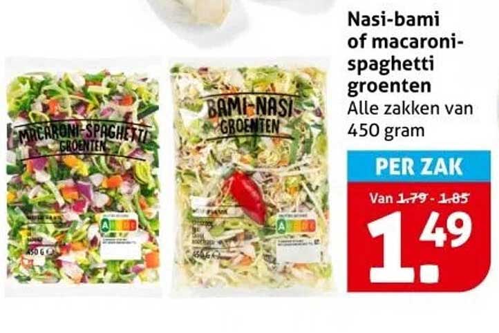 Nasi-bami of macaroni-spaghetti groenten