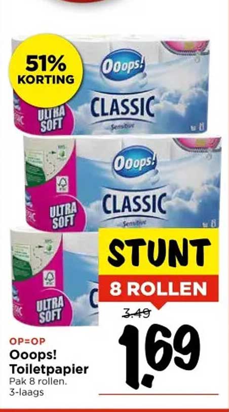 Ooops! Toiletpapier 8 Rollen