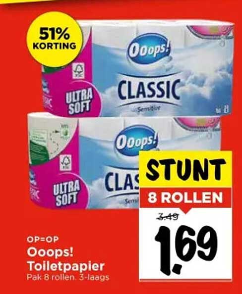 Ooops! Toiletpapier 8 rollen