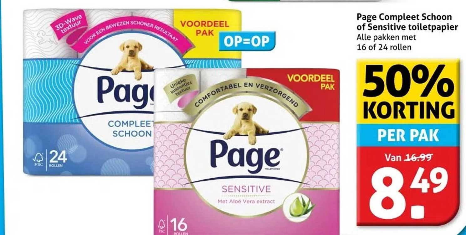 Page Compleet Schoon of Sensitive toiletpapier