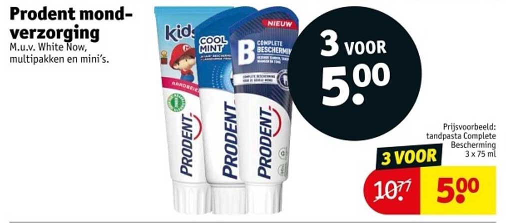 Prodent mondverzorging M.u.v. White Now, multipakken en mini's.