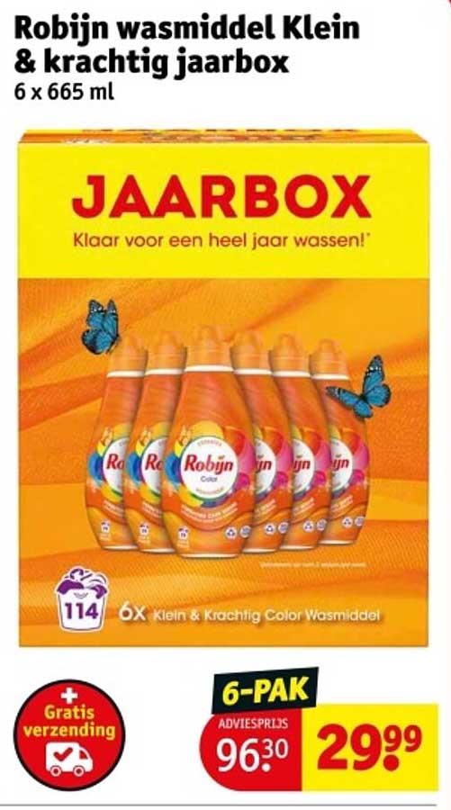 Robijn wasmiddel Klein & krachtig jaarbox 6 x 665 ml