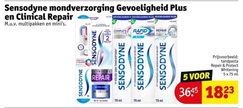 Sensodyne mondverzorging Gevoeligheid Plus en Clinical Repair