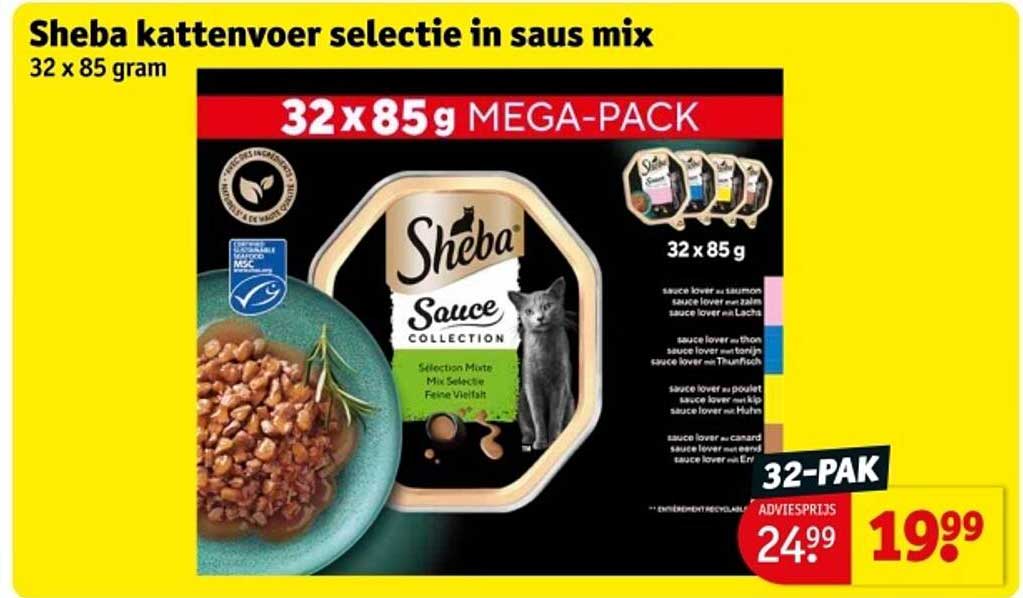 Sheba kattenvoer selectie in saus mix 32 x 85 gram
