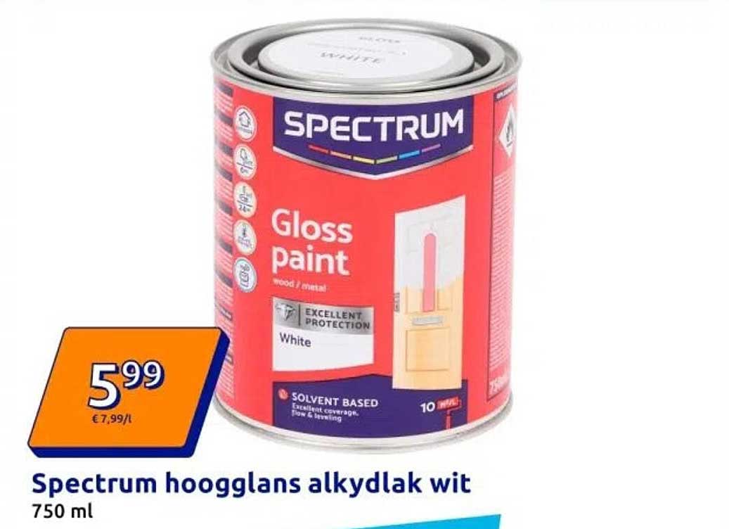 Spectrum hoogglans alkydlak wit 750 ml