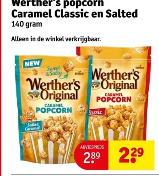 Werther's popcorn Caramel Classic en Salted 140 gram