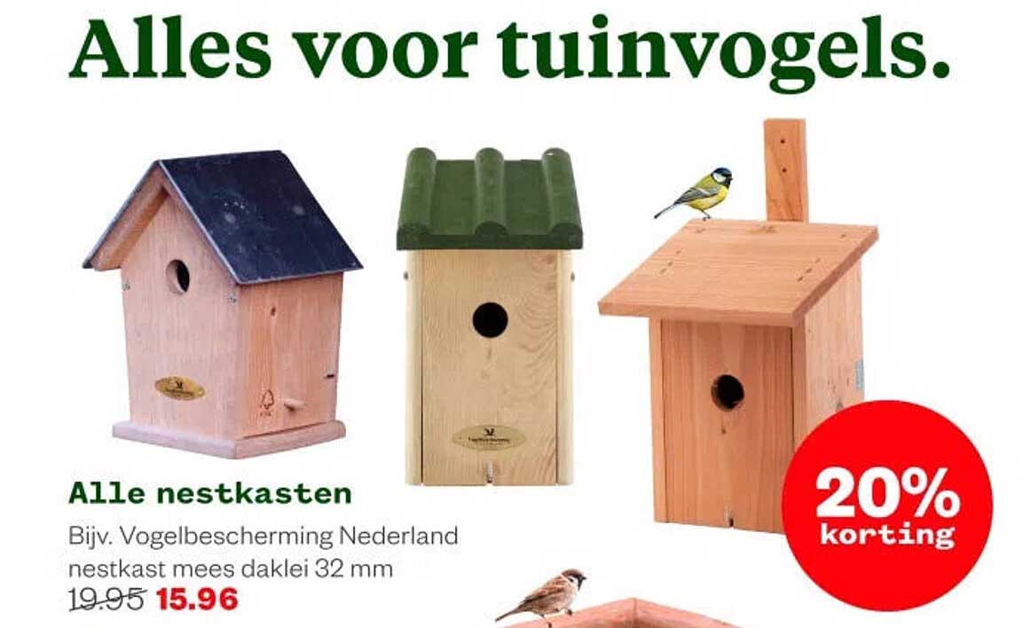 Alle nestkasten 20% korting