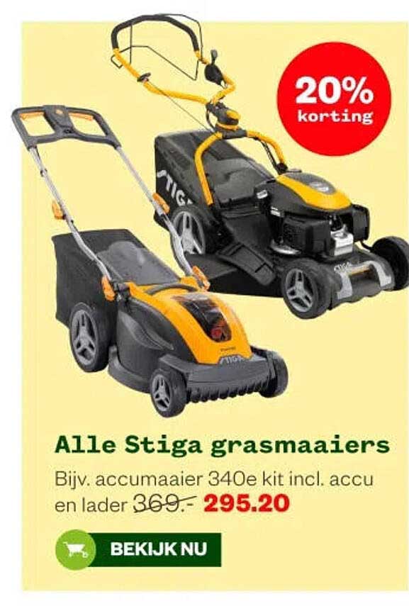 Alle Stiga grasmaaiers 20% korting