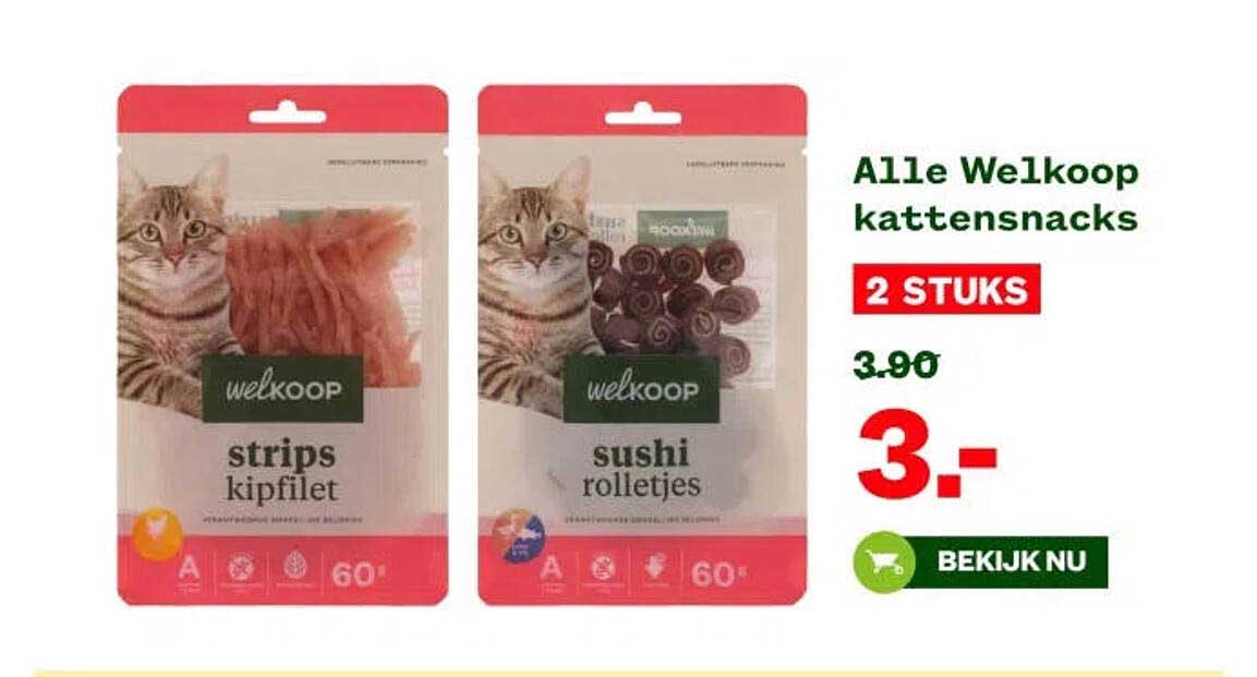 Alle Welkoop kattensnacks 2 STUKS