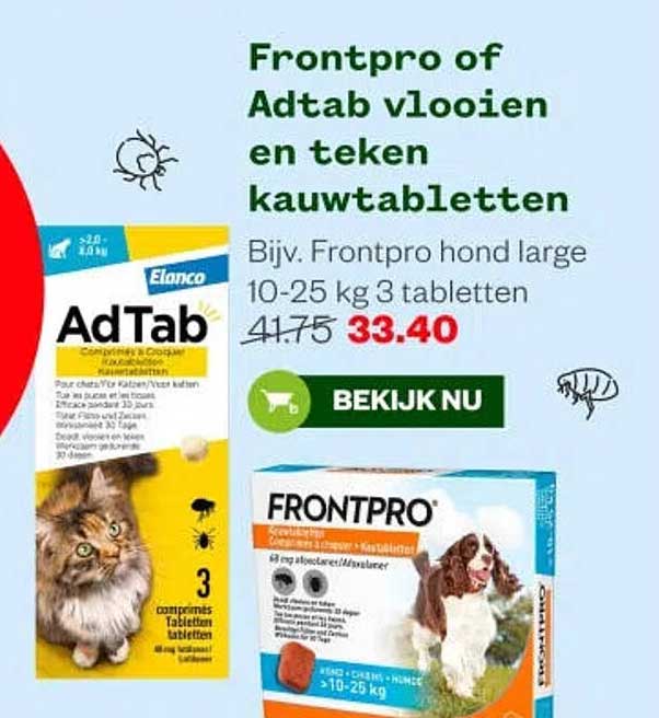 Frontpro of Adtab vlooien en teken kauwtabletten