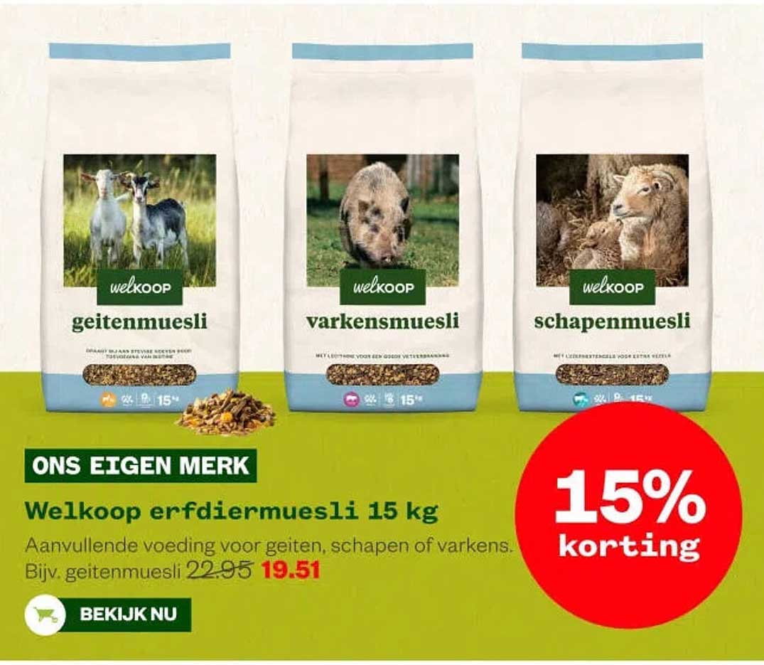 Welkoop erfdiermuesli 15 kg